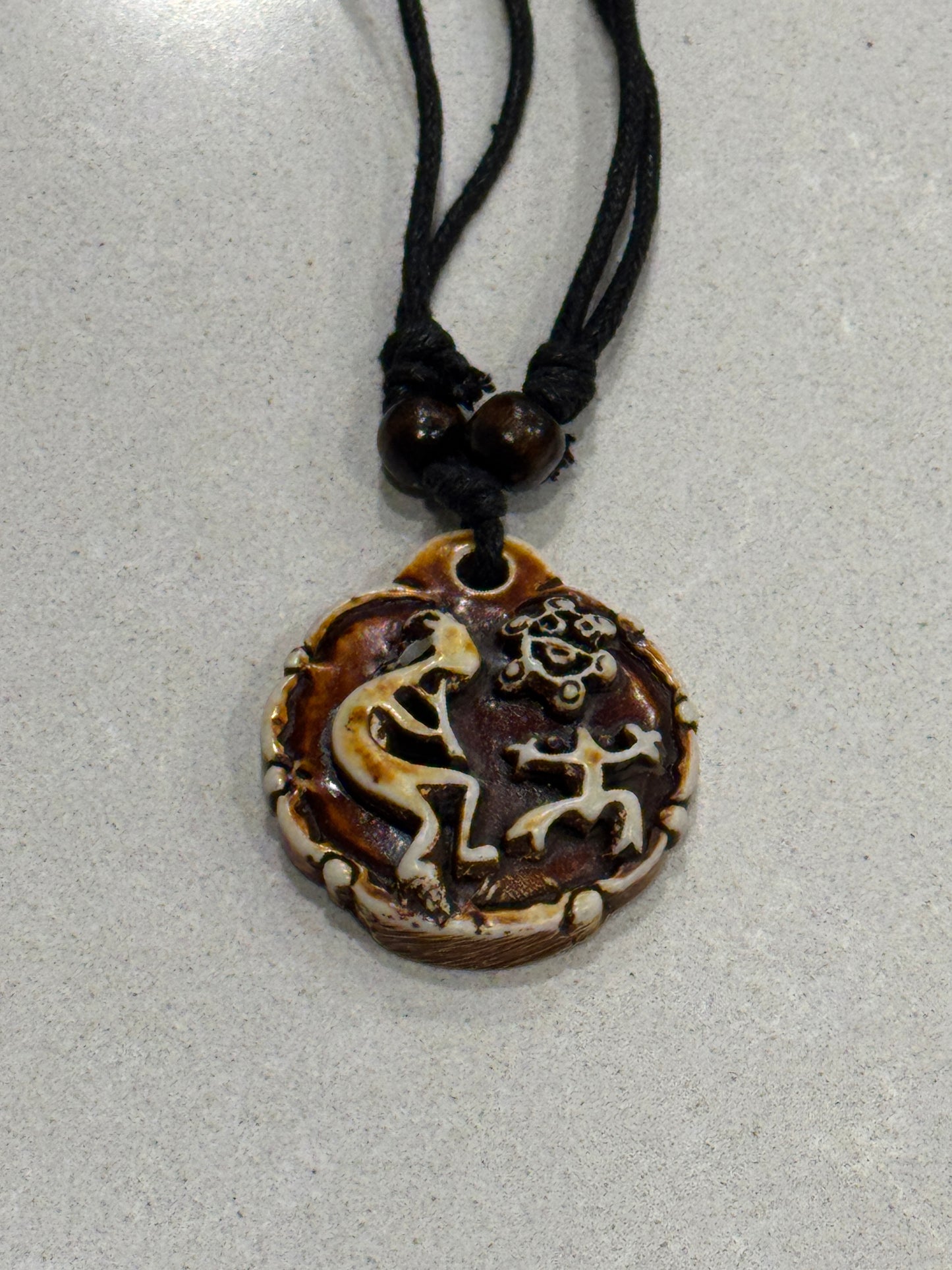 Taino Warrior Pendant Necklace – Double-Sided Adjustable Cord