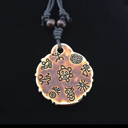 Taino Warrior Pendant Necklace – Double-Sided Adjustable Cord