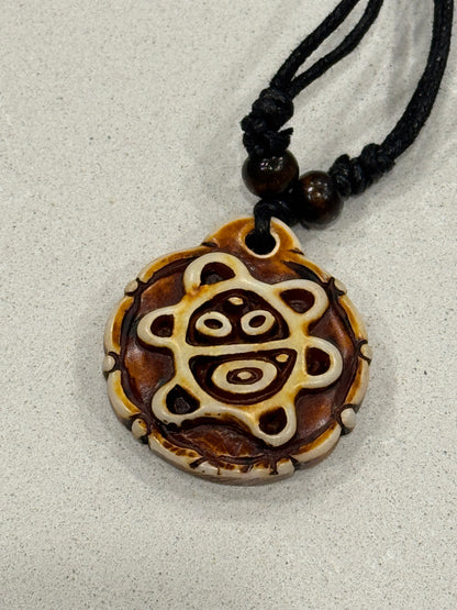 Taino Warrior Pendant Necklace – Double-Sided Adjustable Cord