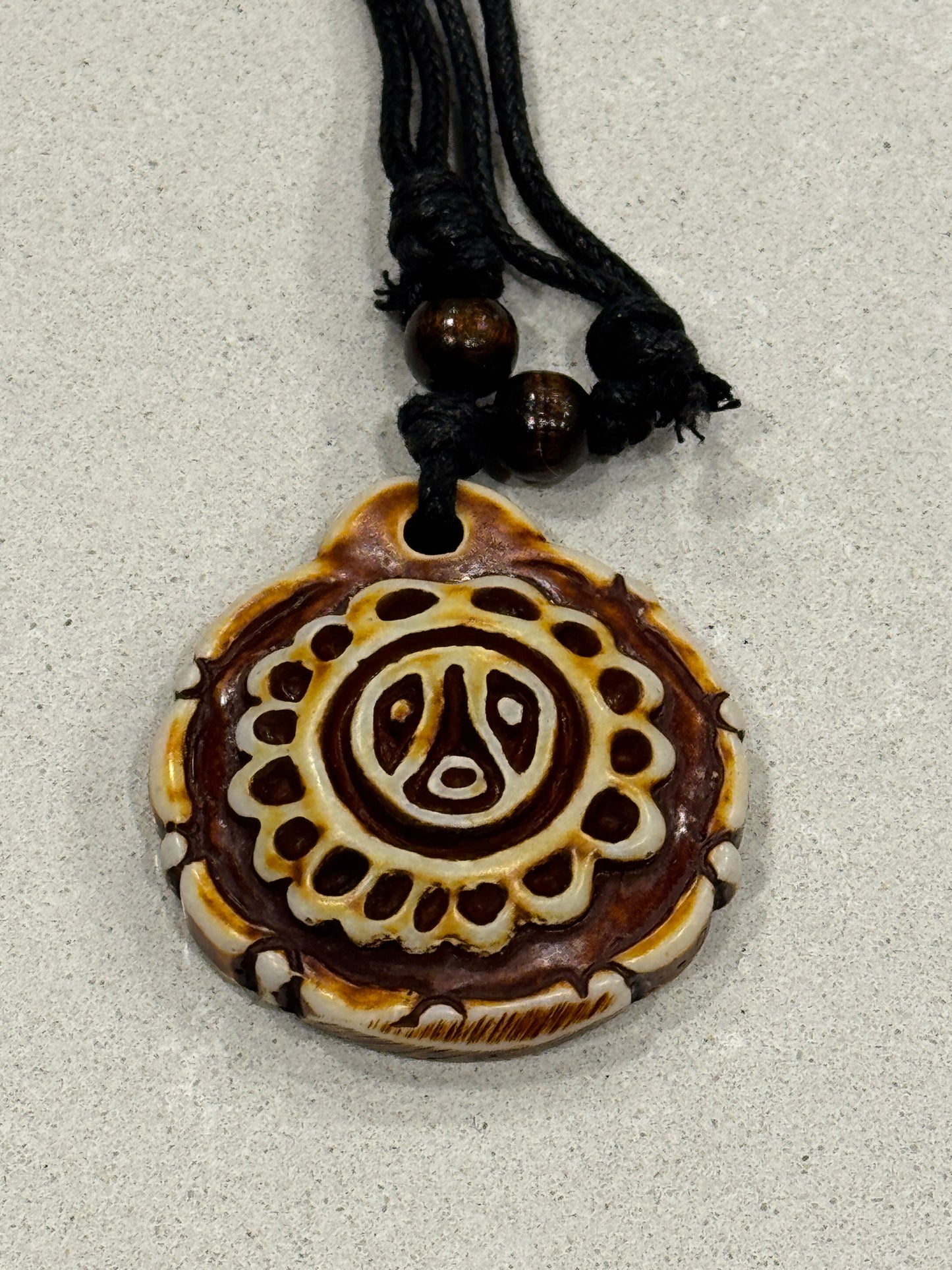 Taino Warrior Pendant Necklace – Double-Sided Adjustable Cord