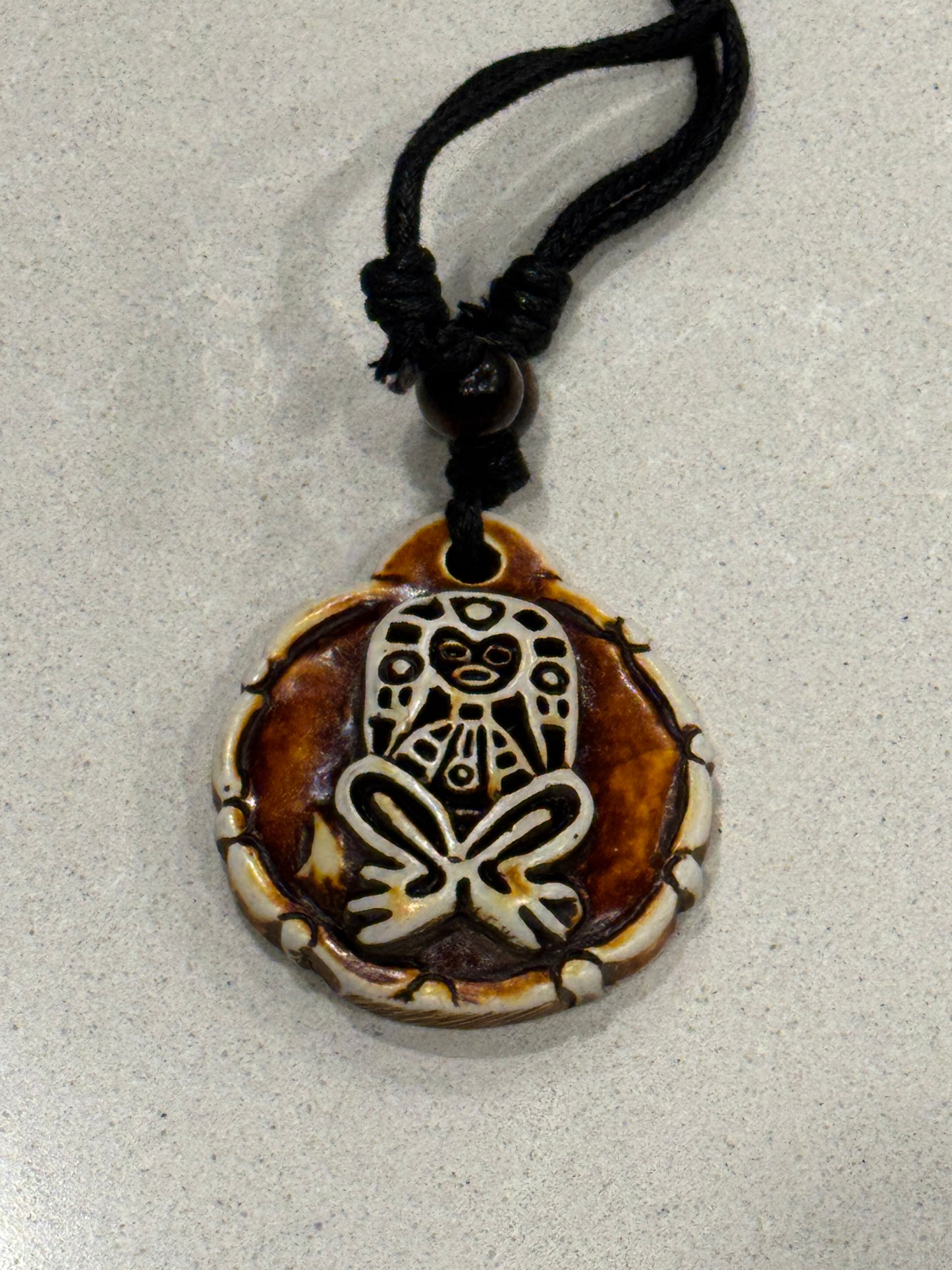 Taino Warrior Pendant Necklace – Double-Sided Adjustable Cord