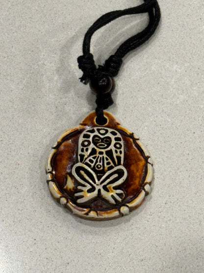 Taino Warrior Pendant Necklace – Double-Sided Adjustable Cord