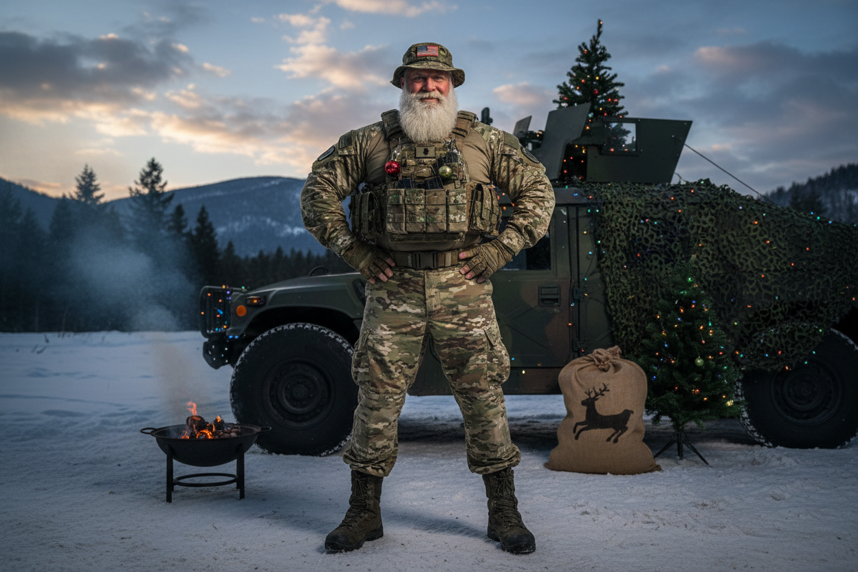 santa claus in military gear