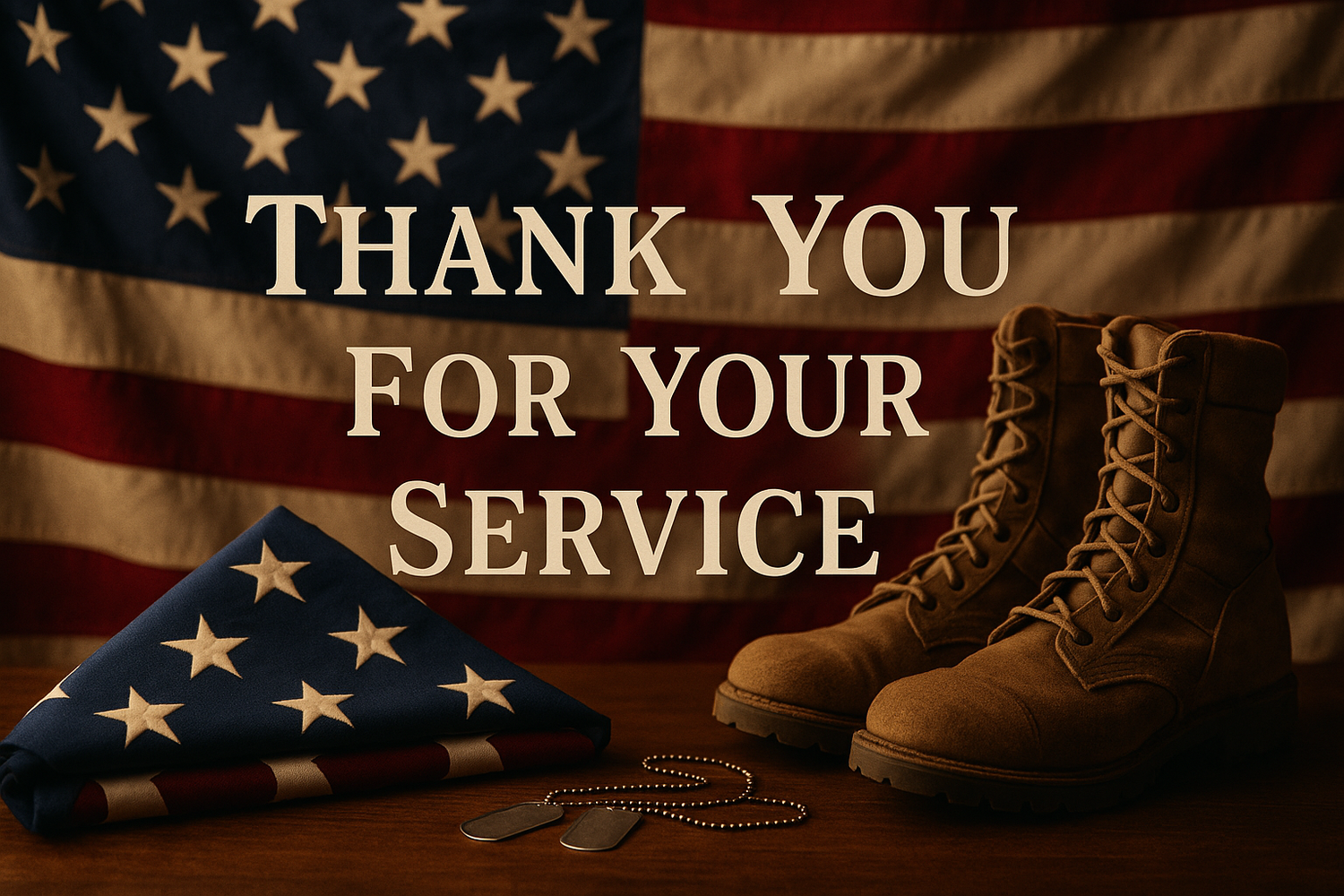 Thank you for your service with American flag